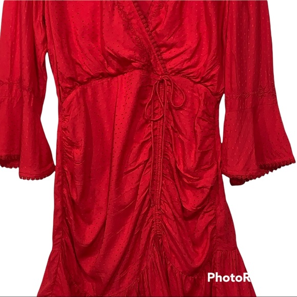 NEW Tularosa Joannie Wrap Dress Bright Red Sz L - Picture 5 of 13